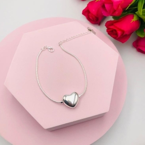 Pulseira Veneziana Grossa com Pingente de Coração