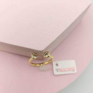 Anel 2 Corações Inspiração Pandora  N°22