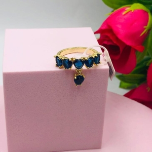 Anel com Zircônias Azul