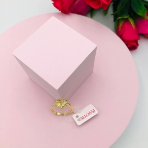 Anel Coração Cravejado com Cruz