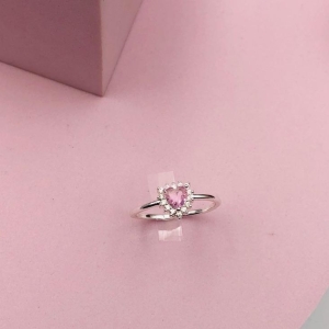 Anel Coração Rosa N 23