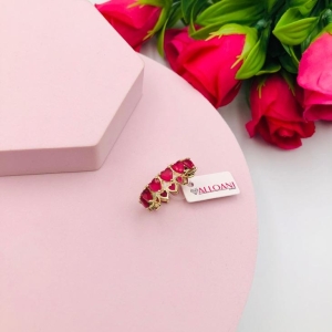 Anel Corações Rosa N 19