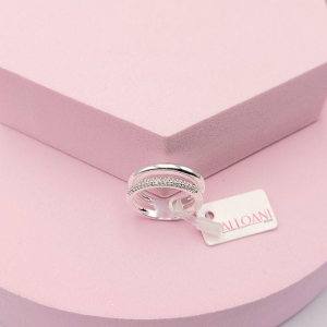 Anel Duas Linhas Cravejado e Lisa N°19