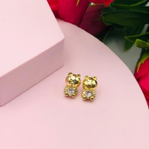 Brinco ursinho com pedra branca