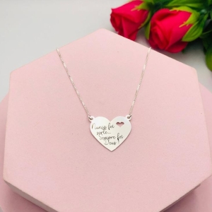 Colar Coração Nunca foi Sorte Sempre foi Deus