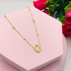 Corrente Cadeadinho com Pingente Coração Cravejado