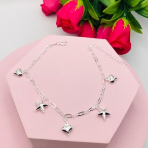 Tornozeleira Pingentes Coração e Estrela