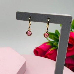 Brinco Argola com Ponto de Luz Rosa