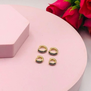 Brinco Duo Argolinhas com Zirconias Azuis