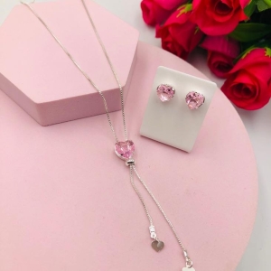 Conjunto Gravatinha Coração Rosa