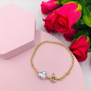 Pulseira Elo Português com Coração