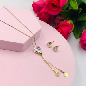 Conjunto Gravatinha com Coração Cristal