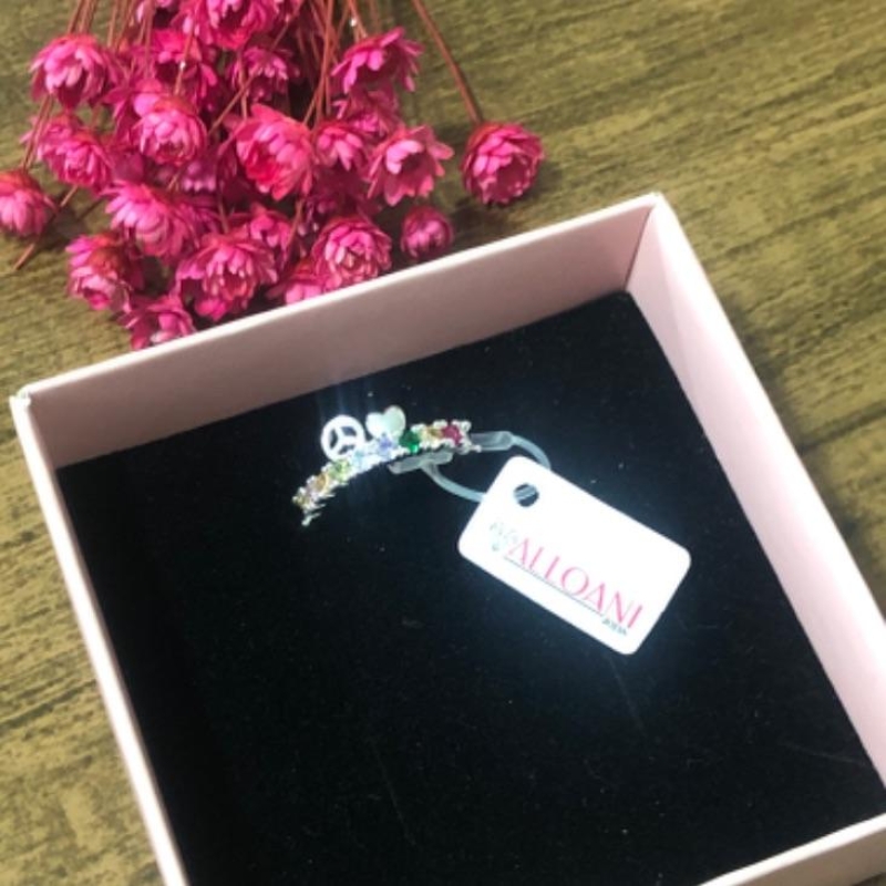 Anel Colorido com Símbolo da Paz e Coração