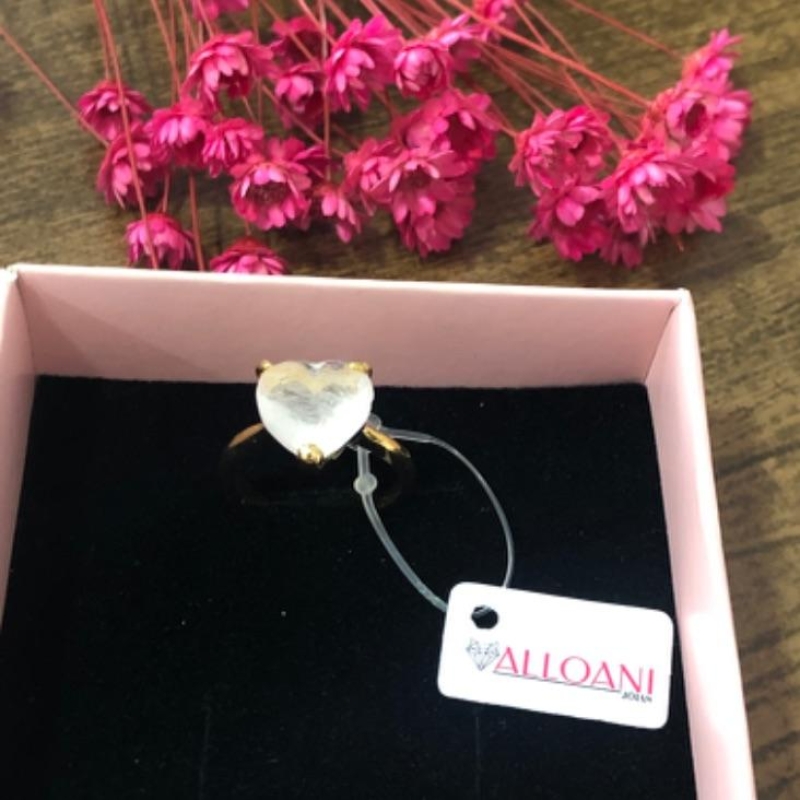 Anel com Coração Pedra Natural Rosa N 19
