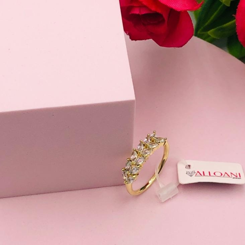 Anel com Folhas de Zirconia N°21