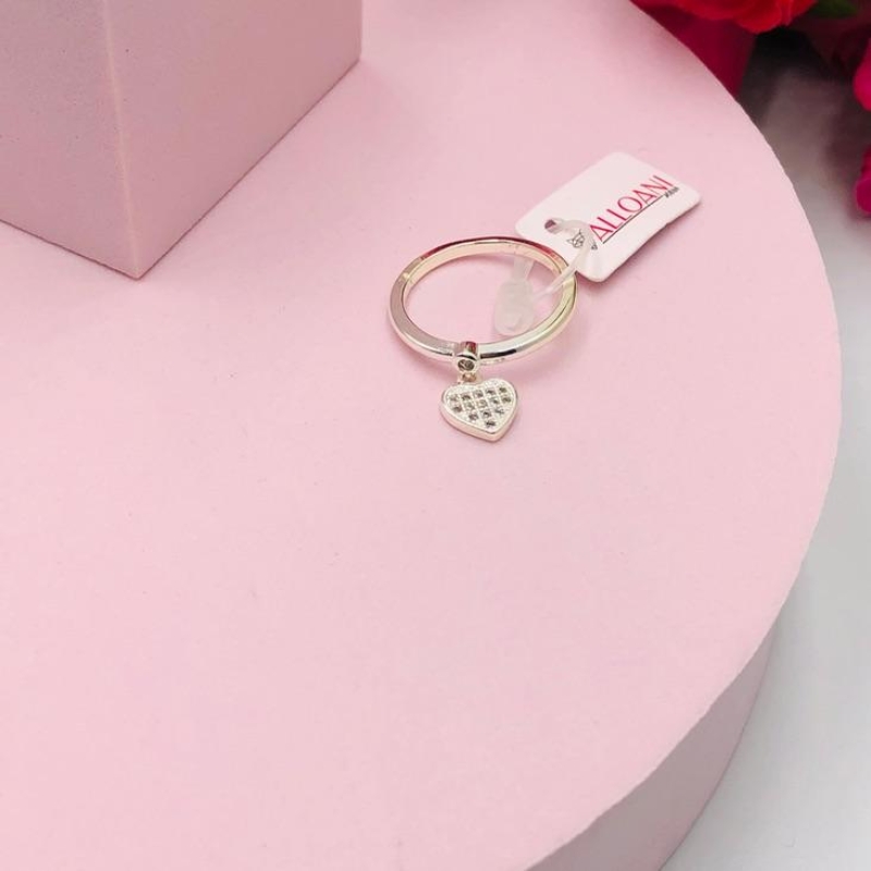 Anel com Pingente Coração Cravejado