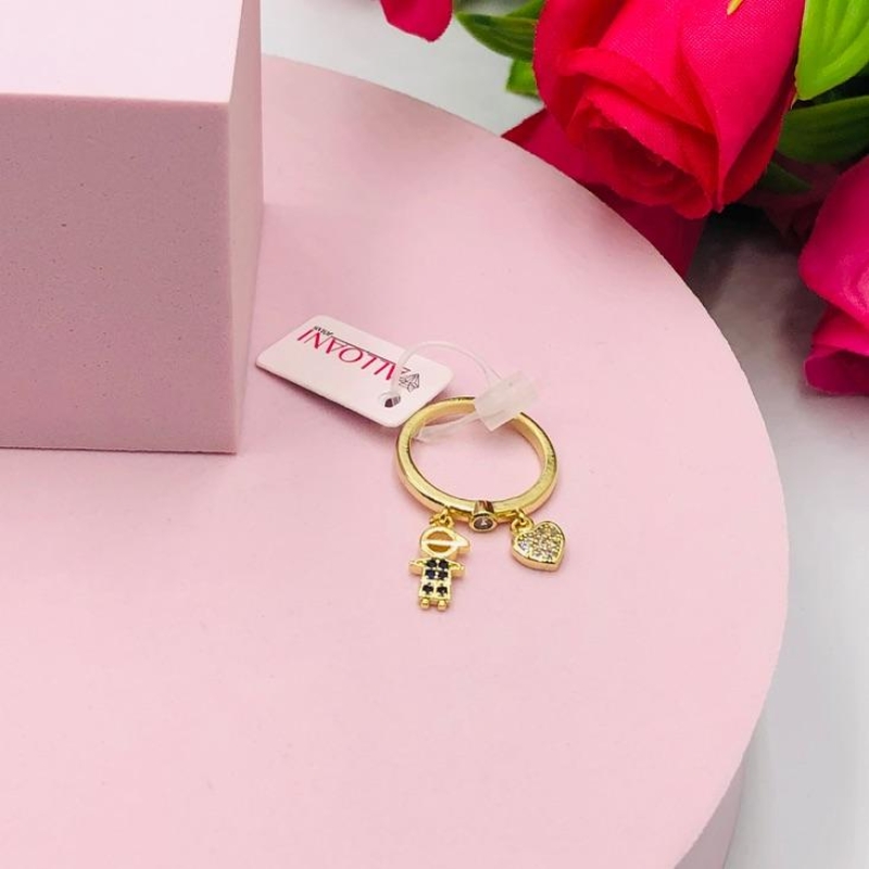 Anel com Pingente Filho e Coração