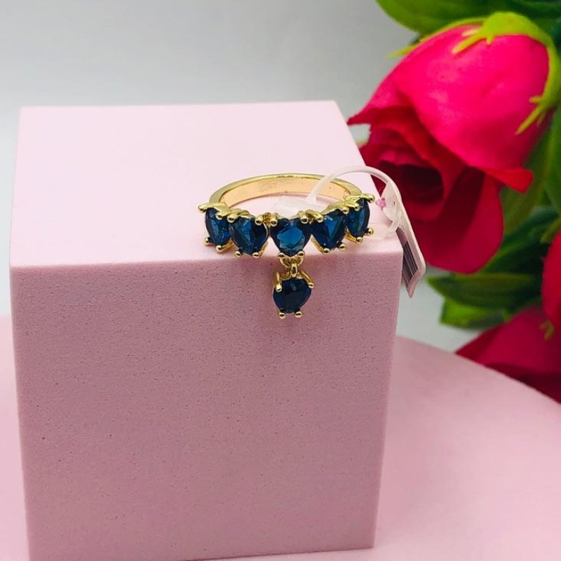 Anel com Zircônias Azul