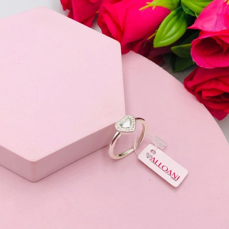 Anel coração cravejado