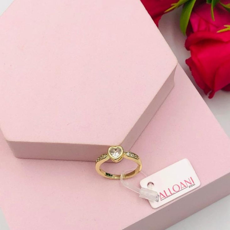 Anel Coração Solitário Cravejado N12