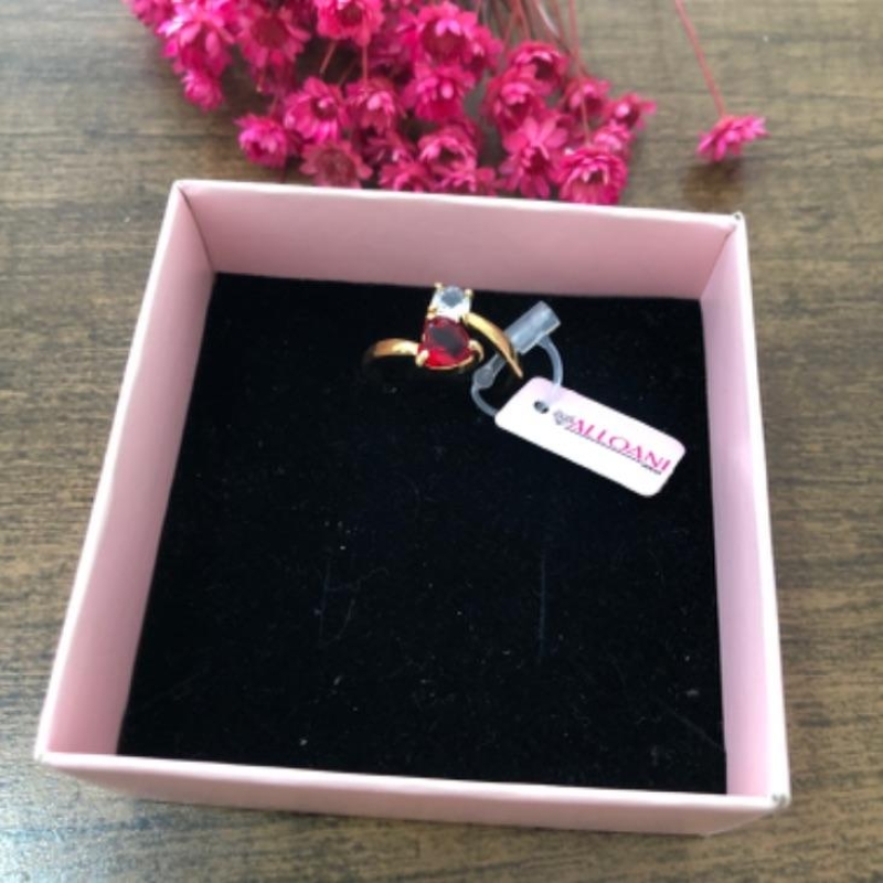 Anel Coração Vermelho e Ponto de Luz