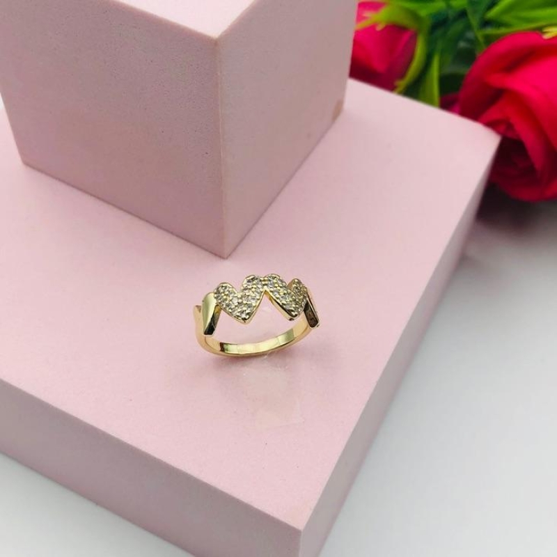 Anel Corações Liso e Cravejado N 16