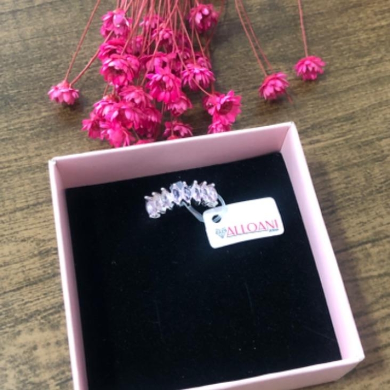 Anel Cravejada com Pedras Rosa