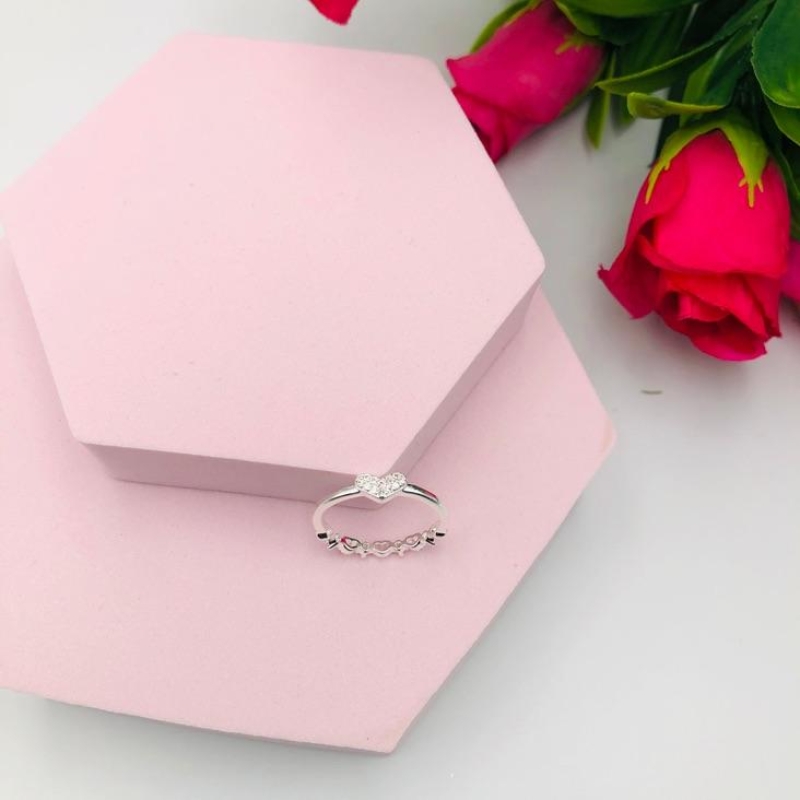 Anel de Coracao Dois Lados Cravejado N 20