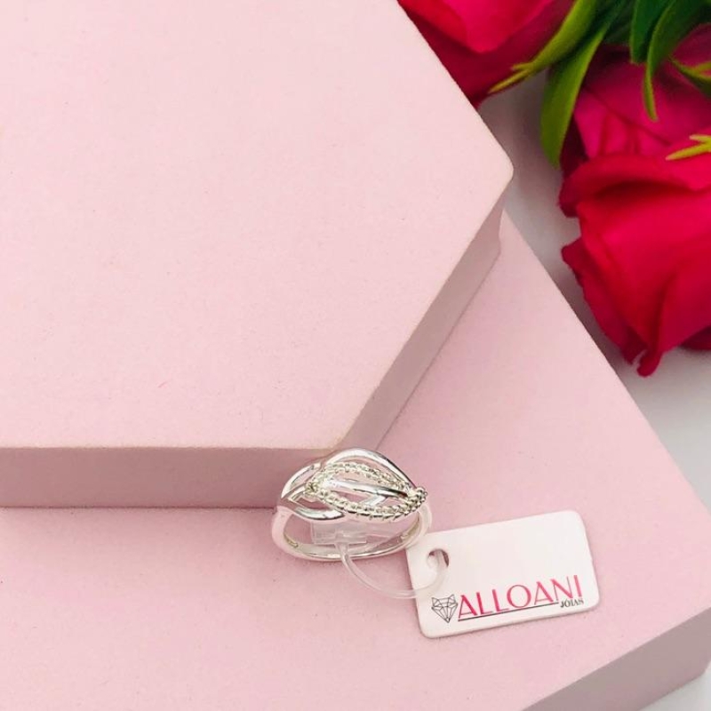 Anel de Folha Cravejado N14