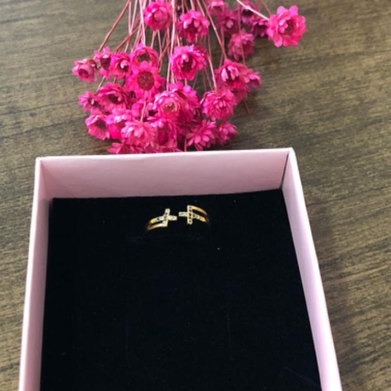 Anel Duas Cruz Cravejado