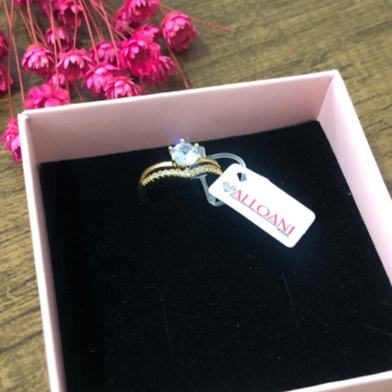 Anel Duas Fitas Ponto de Luz e Outra Cravejado