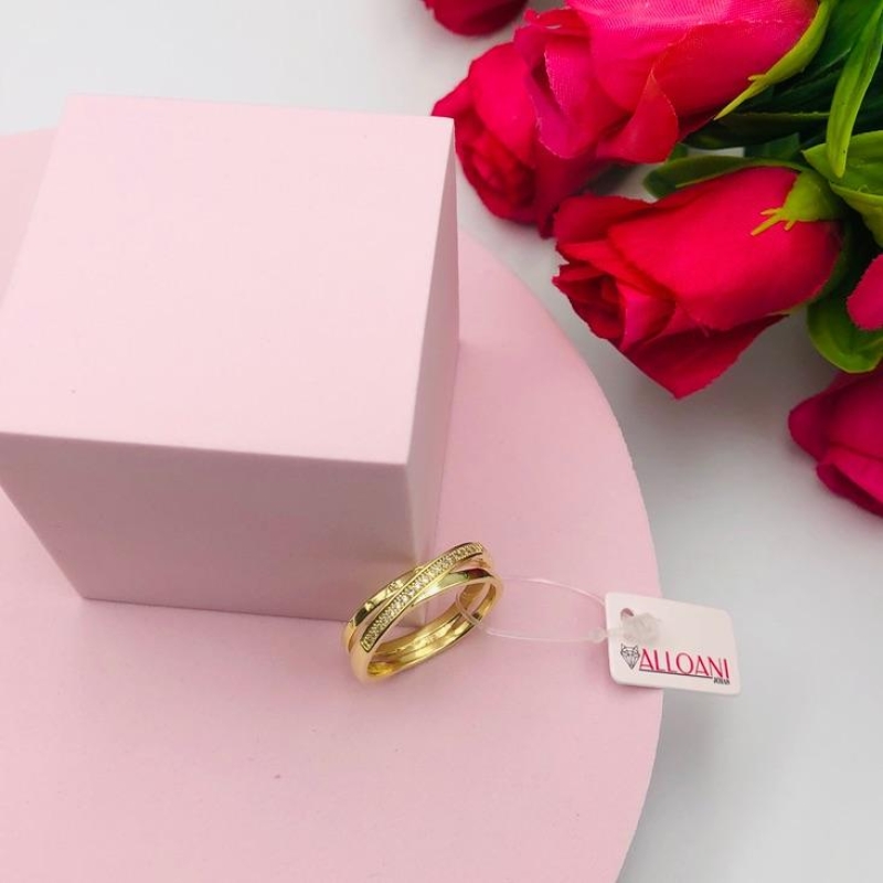 Anel Entrelaçado Cravejado Inspiração Pandora  N°25