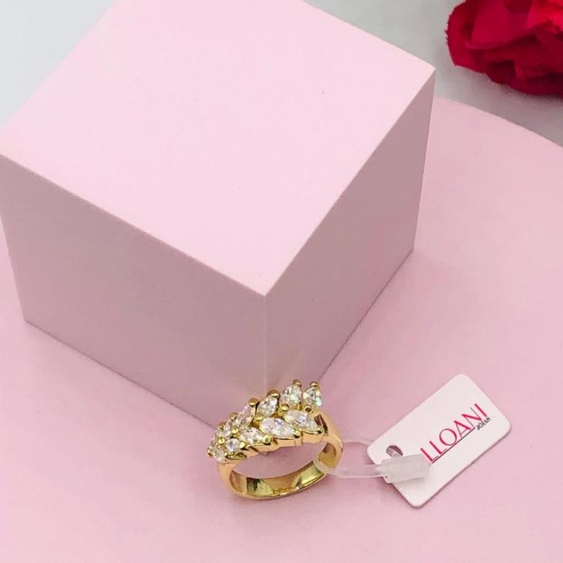 Anel Folha Cravejado