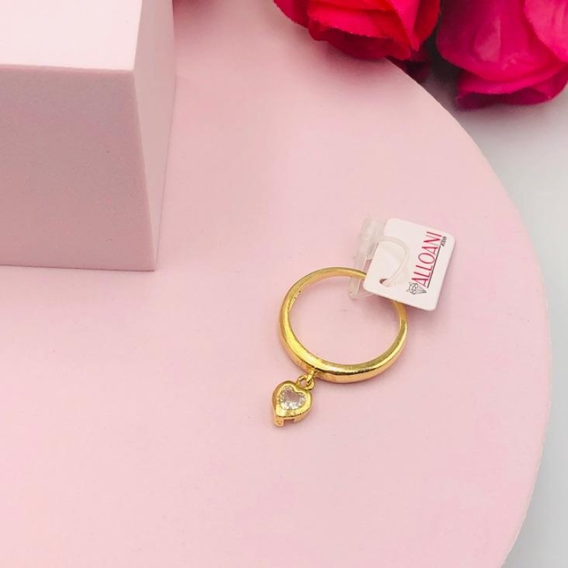 Anel Liso com Pingente Coração  N 22