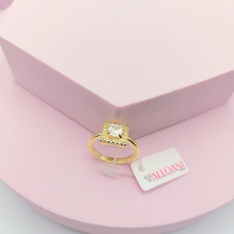 Anel Quadradinho Cravejado N 17