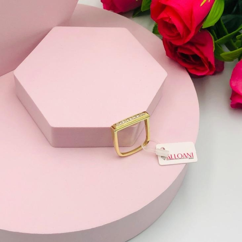 Anel Quadrado Cravejado N 25