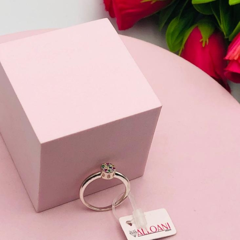 Anel Redondo com microzirconias  colorida