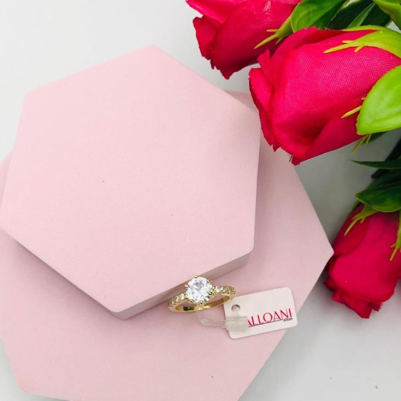 Anel Solitário Cravejado  N 17