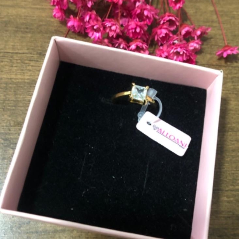 Anel Solitário Quadrado Pedra Branca N 15