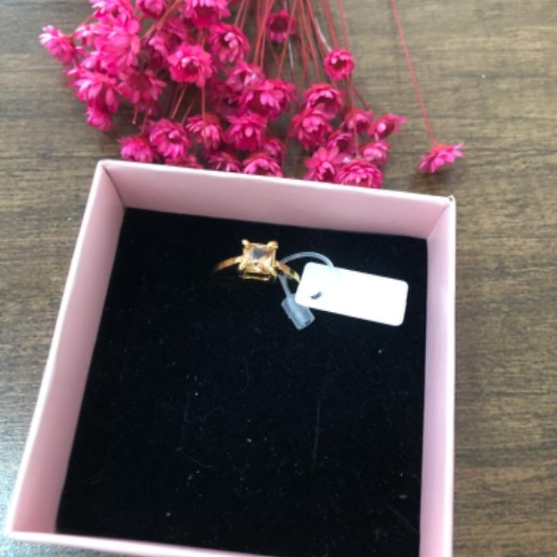 Anel Solitário Quadrado Pedra Salmão N 17