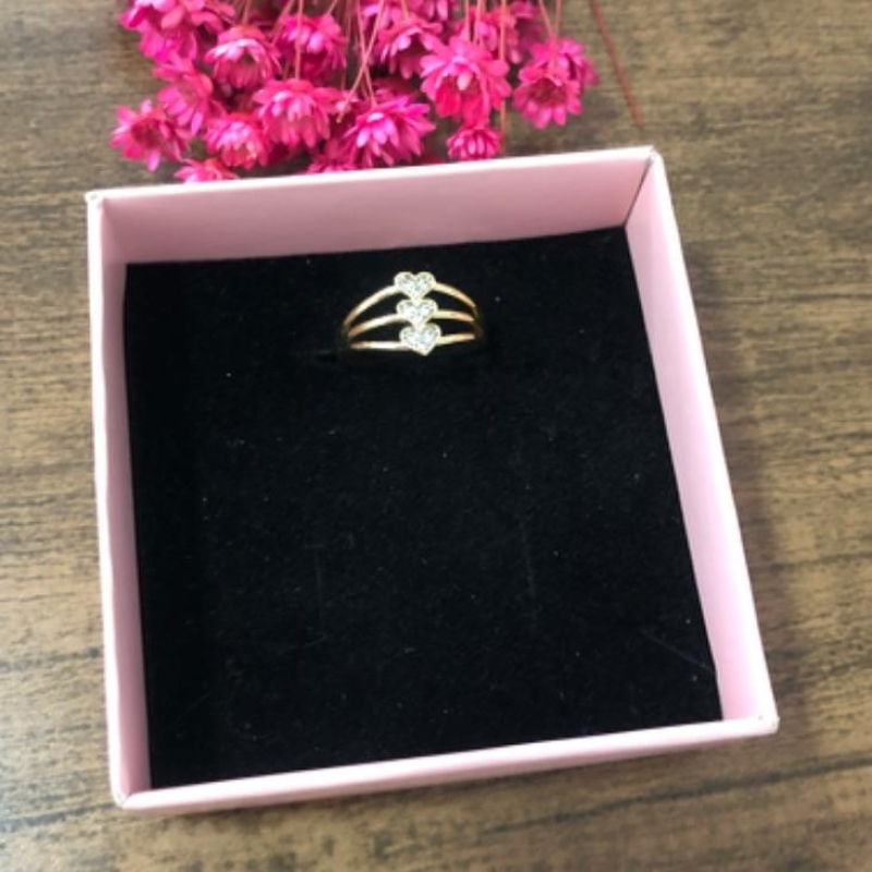 Anel Três Coração Cravejado