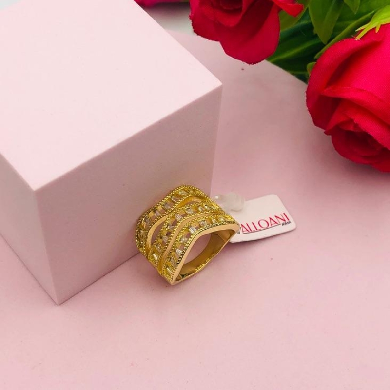 Anel três Linhas Cravejada