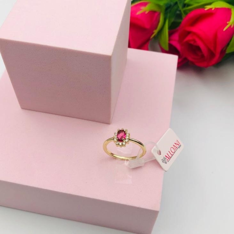 Anel Zirconia Pink Cravejado N 16