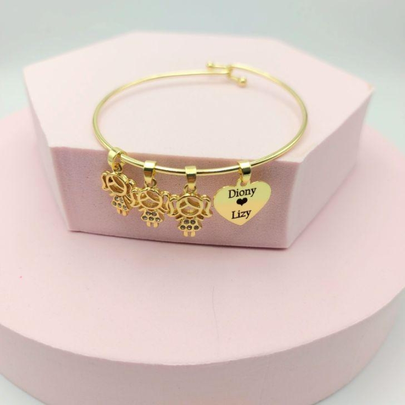 Bracelete Personalizado com 4 Pingentes