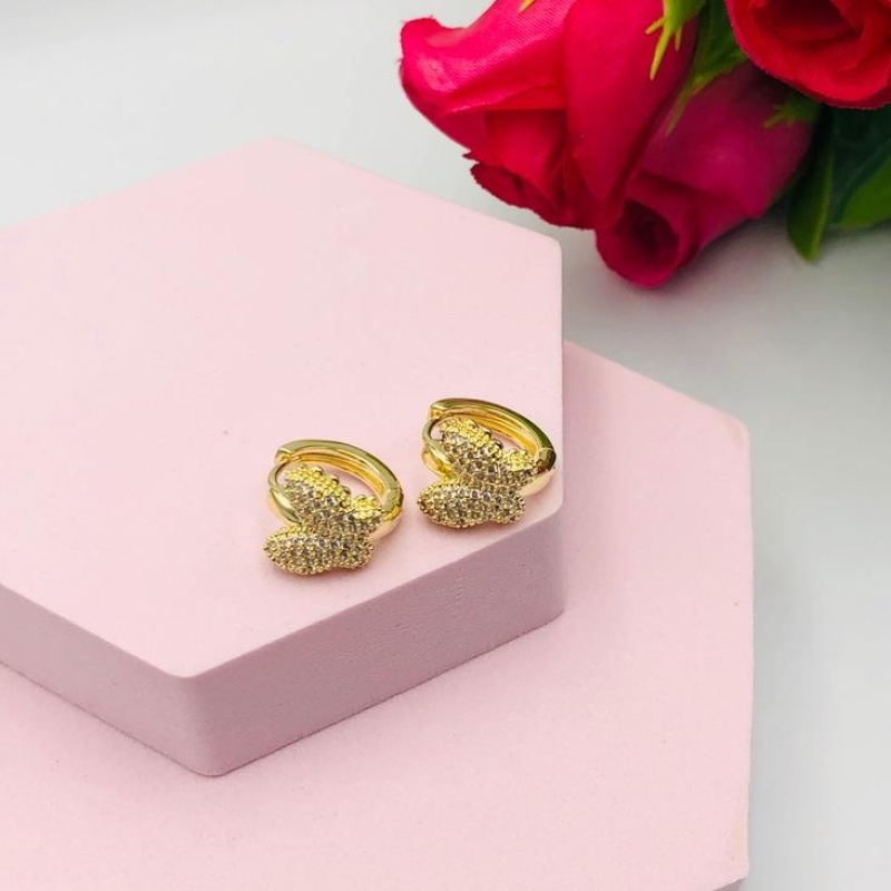 Brinco Argola Borboleta Cravejada