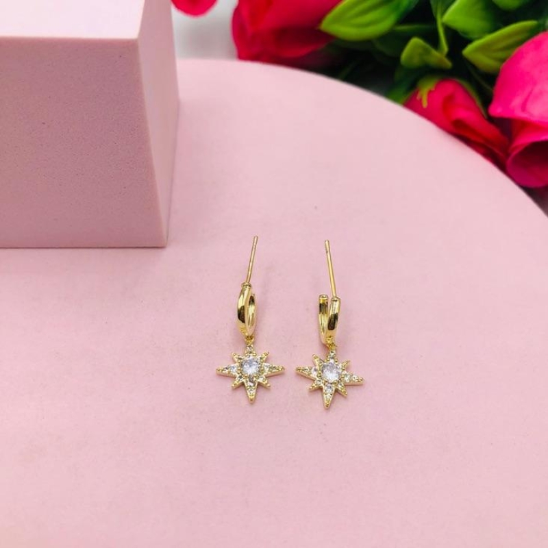 Brinco Argola com Estrela Cravejada