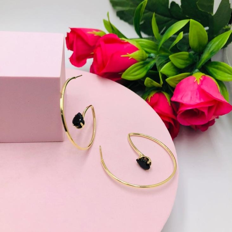 Brinco Argola com Gota Preta