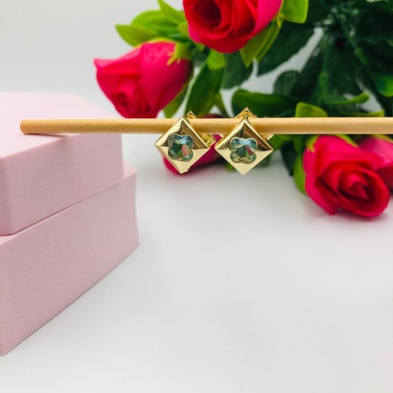 Brinco Argola com Zirconia Azul