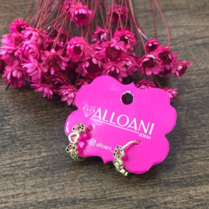 Brinco Argola Coração Cravejado é Liso