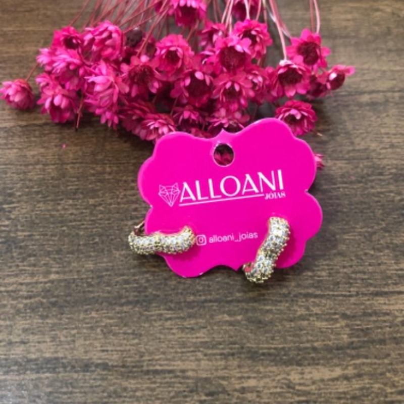 Brinco Argola Coração Cravejado M